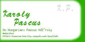 karoly pascus business card